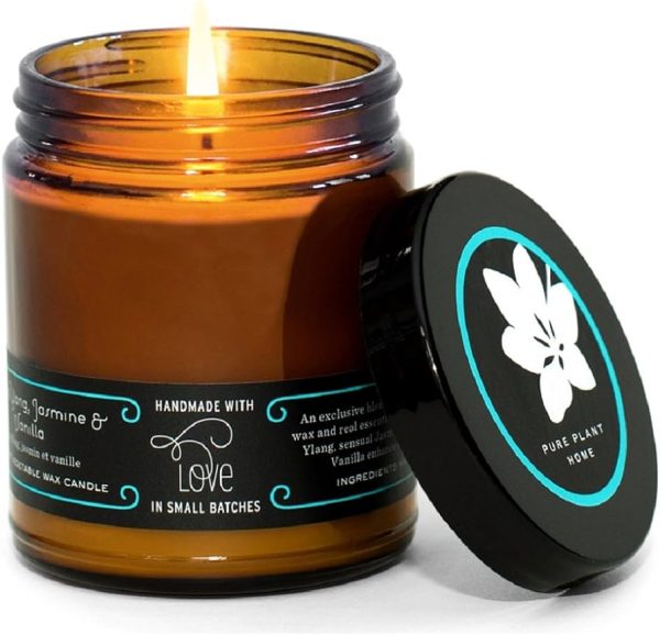 PURE PLANT HOME Apothecary Coconut Wax Large Amber Jar Ylang/Jasmine
