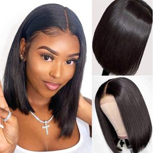 Queen Love 4X4 Lace Front Wigs Straight Human Hair Wigs Brazilian Human Hair