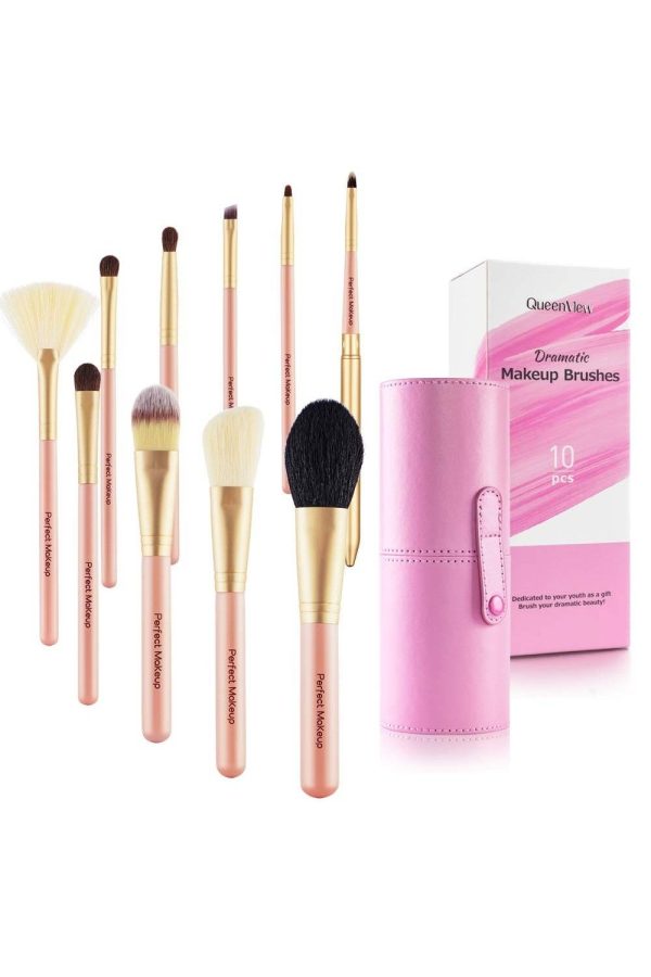 Premium Goat Hair Makeup Brush Set - 10pcs of Luxurious Beauty Essentials
