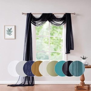 Red Co. Semi Sheer Navy Window Scarf