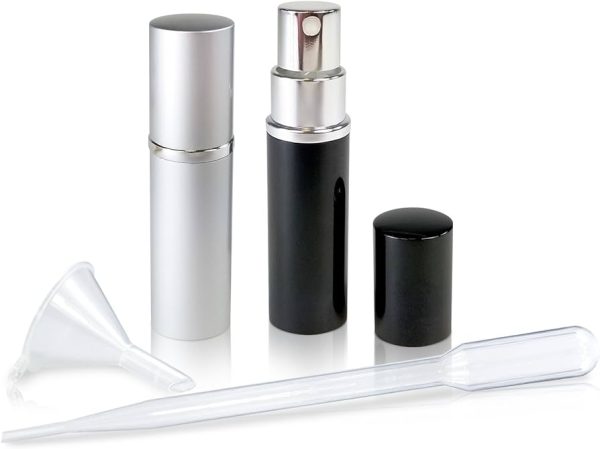 Refillable Perfume and Cologne Fine Mist Atomizers with Metallic Exterior
