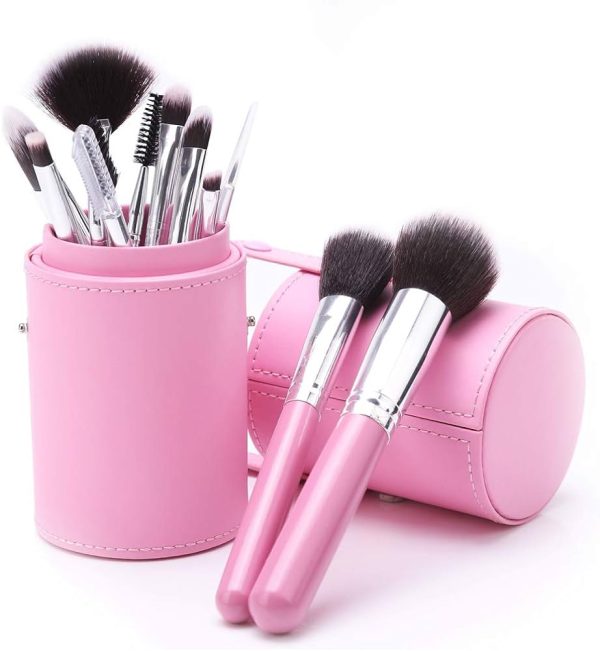 Ronzi Makeup Brush Set 12 pcs with Case, Premium Synthetic Brush for Women