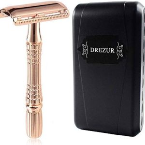 Rose Gold Double Edge Razor by DREZUR, Classic 3-Piece