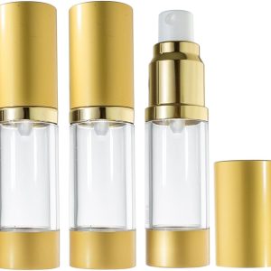 Rose Gold Luxury Airless Refillable Jar 0.50 oz / 15 ml (6 pack) + Labels for Travel