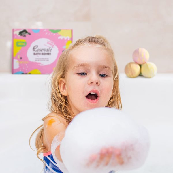 Rosevale Bath Bombs Gift Set, 12 Large 5oz Bubble Bath Fizzies, Shea &