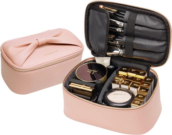 Rownyeon Makeup Bag for Women Girls Cute Portable Makeup Brushes Bag
