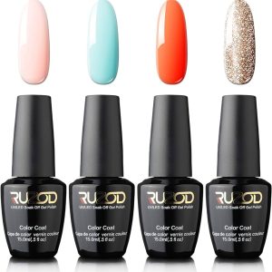 Ruzod Gel Nail Polish, Four Luxury Soak Off Nail Gel Polish Color Coat Collection