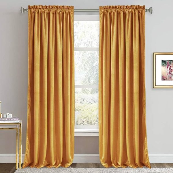 RYB HOME Velvet Curtains 96 inches