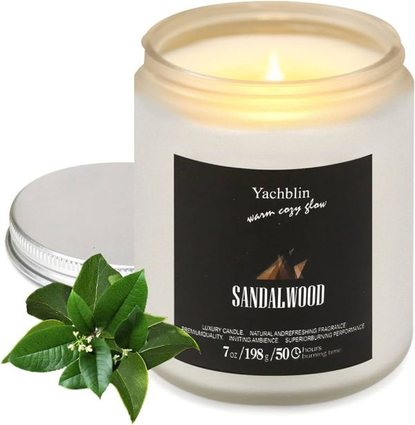 Sandalwood Scented Candles Soy Wax Candle Large Glass Jar