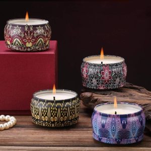 Scented Candles Gift Set – 4 Pack of Soy Wax Candles in Peach, Mango, Grapefruit, and Bergamot for Stress Relief and Aromatherapy.