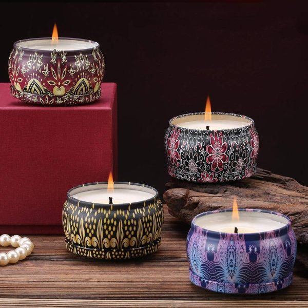 Scented Candles Gift Set – 4 Pack of Soy Wax Candles in Peach, Mango, Grapefruit, and Bergamot for Stress Relief and Aromatherapy.