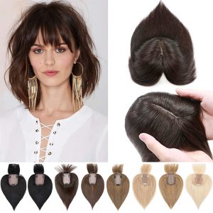 SEGO 100% Density Top Hair Pieces Silk Base Crown Topper Human Hair Clip