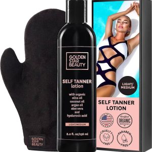 Self Tanner with Tanning Mitt - Sunless Tanning Lotion w/Hyaluronic Acid