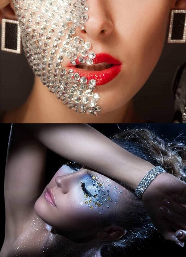 Selizo 3168pcs Rhinestones Nail Crystals Rhinestones with 30pcs Nail Metal Gems Jewels Stones for 3D Nails Art Decoration Nail Art Supplies