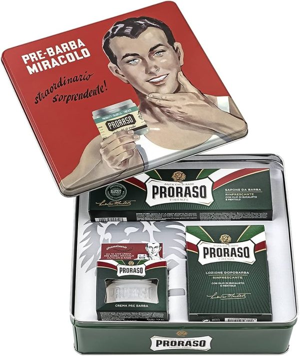 Set incorporates 3 full dimension Proraso classics
