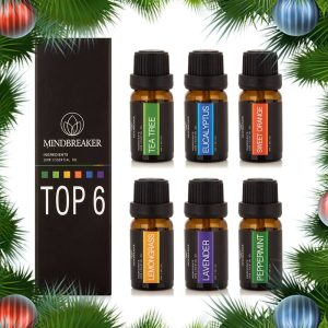 Set of 6 Bottles Aromatherapy Essential Oils - Eucalyptus, Lavender, Tea Tree, Lemongrass, Sweet Orange, and Peppermint Oil - Organic and Natural