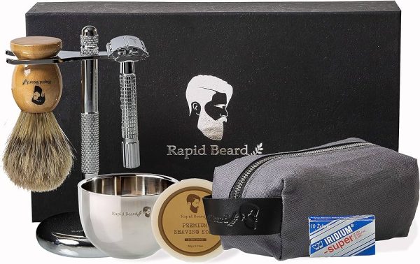 Shaving Kit for Men Wet Shave - Safety Razor with 10 blades