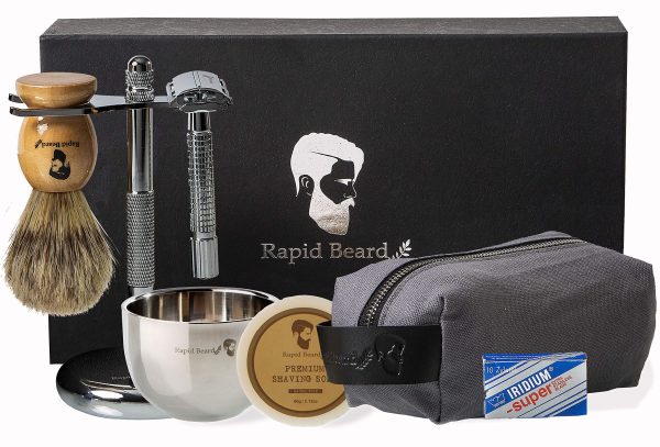 Shaving Kit for Men Wet Shave - Safety Razor with 10 blades