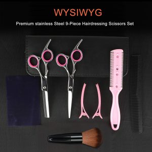 Sirabe 9 Pcs Hair Cutting Scissors Set Hairdressing Scissors Kit,Thinning Scissor
