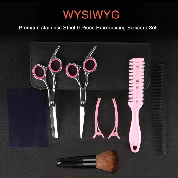 Sirabe 9 Pcs Hair Cutting Scissors Set Hairdressing Scissors Kit,Thinning Scissor