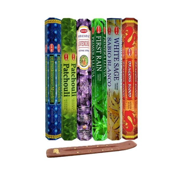 Six Most Popular Hem Incense Scents of All Time, 120 Sticks Total, with Free Burner