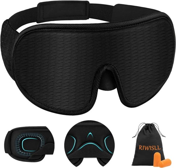 Sleep Mask, 100% Blackout 3D Contoured Sleep Eye Mask, Comfortable &amp