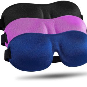 Sleep Mask 3 Pack, Upgraded 3D Contoured 100% Blackout Eye Mask for Sleeping