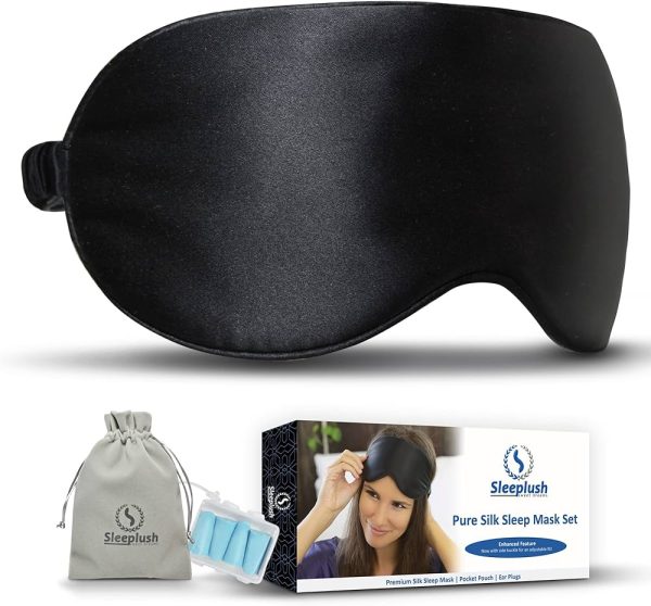 SLEEPLUSH Mulberry Silk Sleep Mask – Smooth Eye Mask