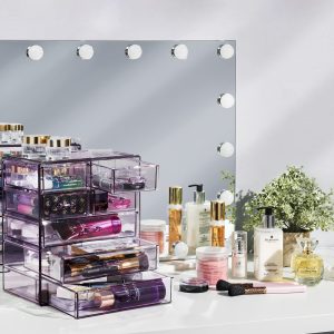 Sorbus Cosmetics Makeup and Jewelry Big Purple Storage Case Display