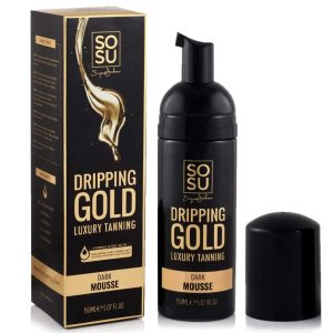 Get Your Glow On with SOSU Dripping Gold Luxury Tanning Mousse - Vegan, Cruelty-Free, Paraben-Free, and Packed with Hyaluronic Acid and Vitamins A & E