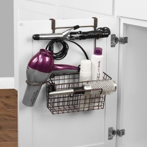 Spectrum Grid Wide Hair Station Basket Over the Cabinet Door Steel Wire Bathroom