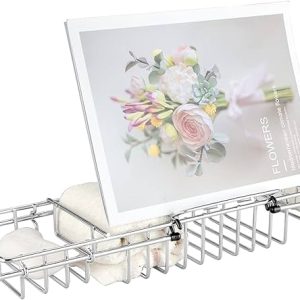 Stainless Steel Shower Caddy Tray with Removable Book Holder