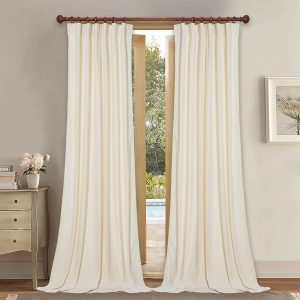 StangH Extra Long Ivory White Velvet Curtains