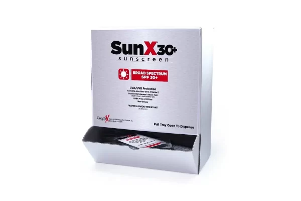 Sunx30+ Sunscreen Lotion Packets 100-Count Dispenser Box