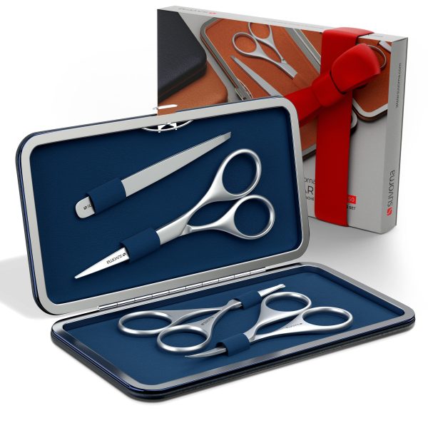 Suvorna Men's 4 Pcs Facial Hair Scissors Set/Kit. Contains 4.5" Mustache & Beard
