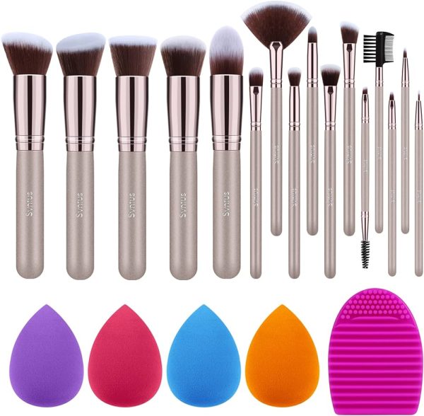 Syntus Makeup Brush Set, 16 Makeup Brushes and 4 Blender Sponges