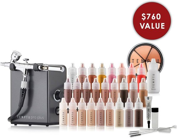 Temptu Pro Plus Deluxe Airbrush Kit – Professional Makeup Set with Compressor, Airbrush Gun & Full Accessories