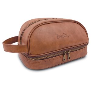 Tersiva Leather Toiletry Bag For Men Women Unisex (Dopp Kit)