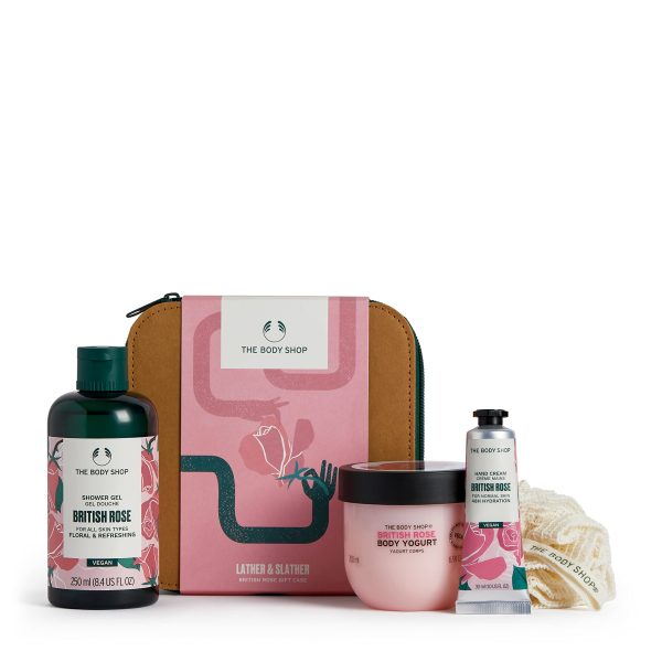 The Body Shop Lather & Slather British Rose Body Care Gift Set