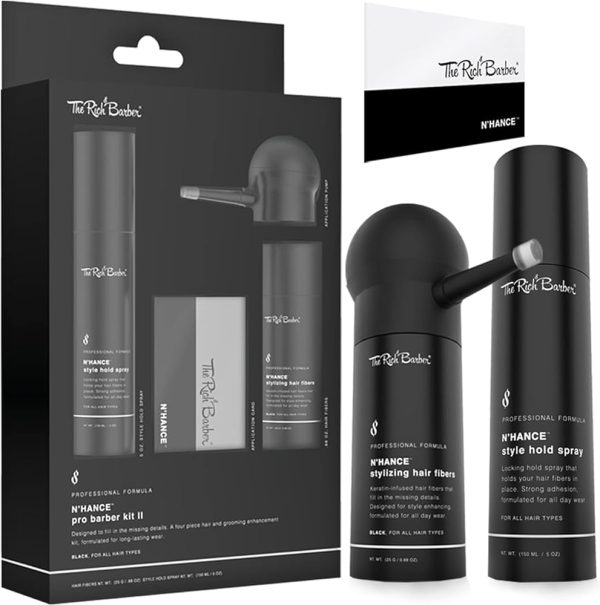 The Rich Barber N'Hance Hair Fibers, Applicator, & Card Set