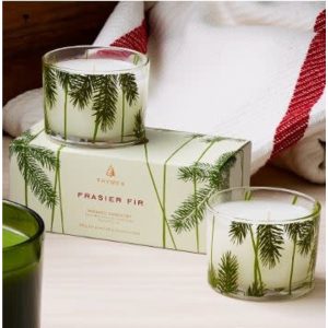 Thymes Frasier Fir Poured Candle Set, Pine Needle Design
