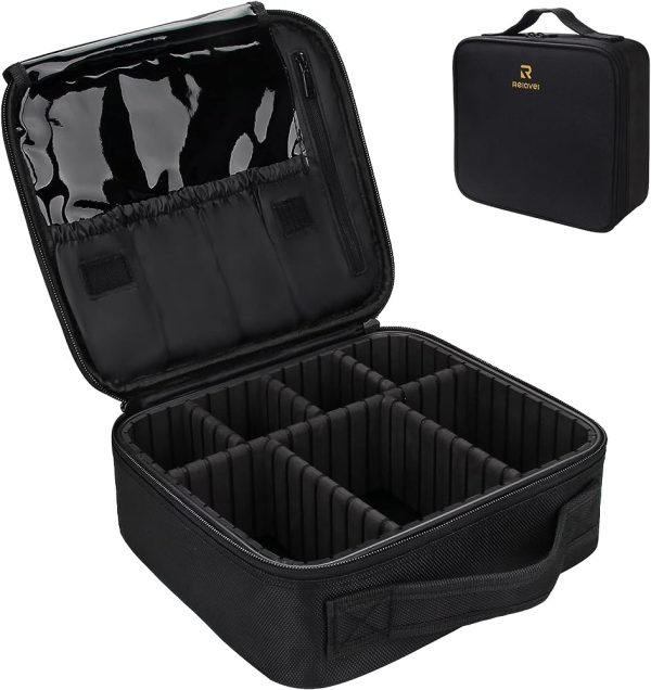 Travel Makeup and Jewelry Set – Waterproof Cosmetic Case with Adjustable Compartments