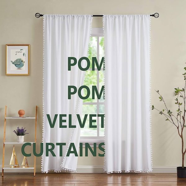 Treatmentex White Velvet Curtains for Bedroom