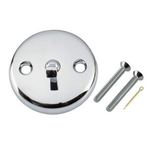 Adjustable brass trip lever drain repair kit with polished chrome finish, designed for bathtub waste overflow assembly.