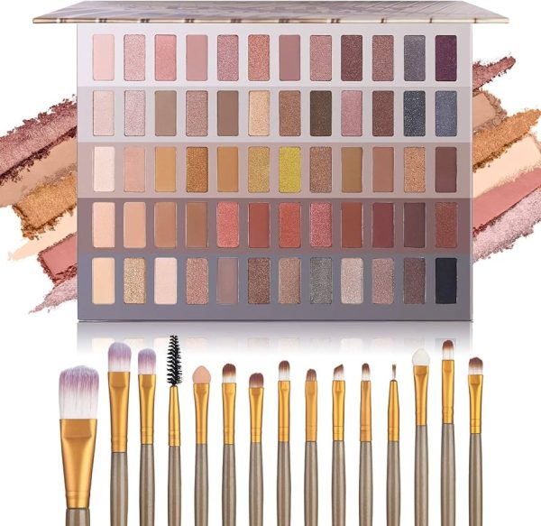 UCANBE Makeup Eyeshadow Palette + 15Pcs Brush Set