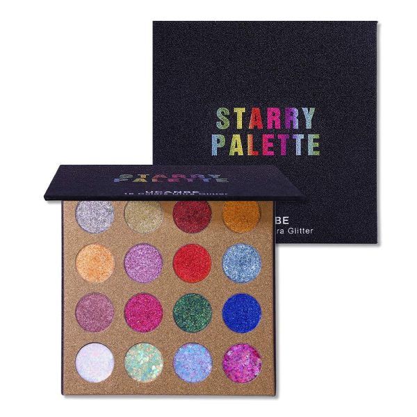 UCANBE Pro Glitter Eyeshadow Palette - Professional 16 Colors - Chunky &
