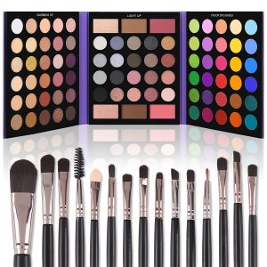 UCANBE Spotlight Eyeshadow Palette + 15 PCS Eye Brushes Makeup Set