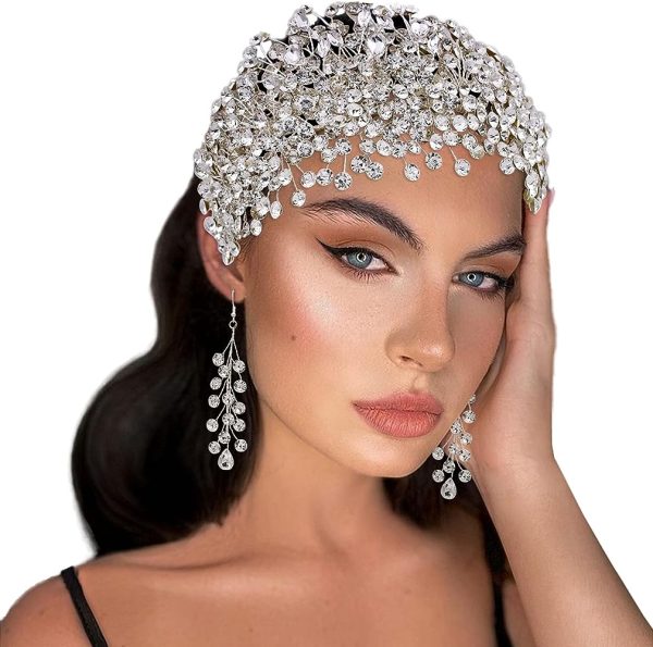 ULAPAN Silver Rhinestone Wedding Headbands Tiara Crystal Headpiece Bridal