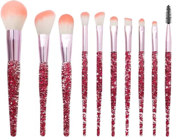 Unicorn Fan Makeup Brush Set,Crystal Sparkles Blush Powder Fan Lip Eye Shadow