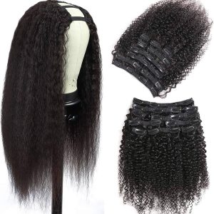 Urbeauty Kinkys Straight Clip in Hair Extensions Human Hair